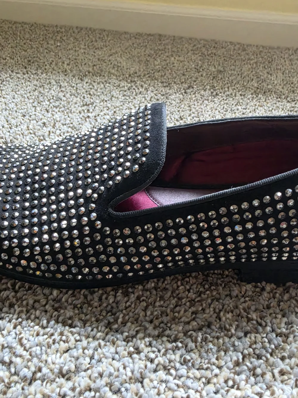 RARE Steve Madden Black Studded Slip-On Loafers